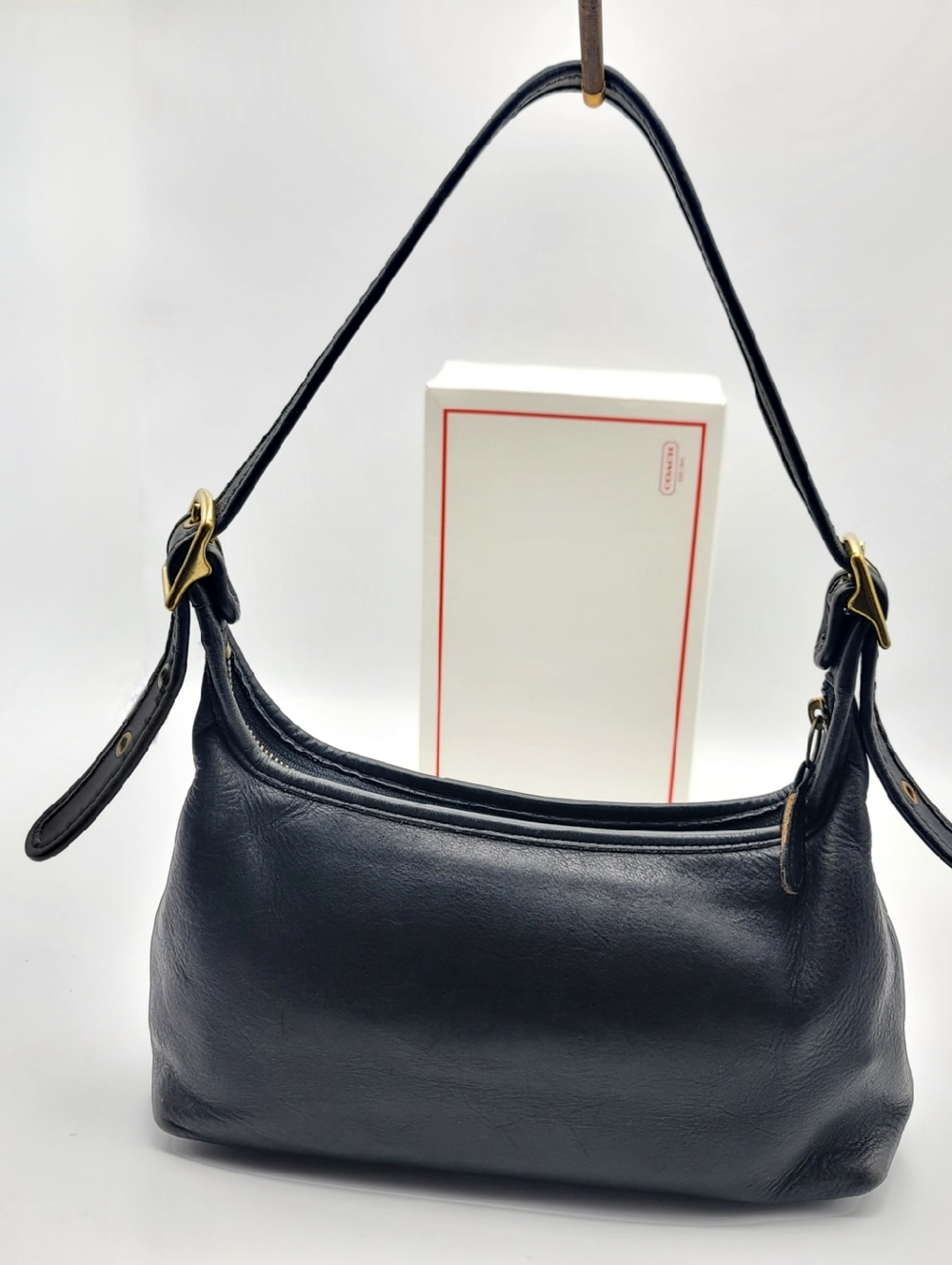 COACH Y2K Vintage Legacy 9059 Hobo Black Leather Shoulder Bag Purse Brass